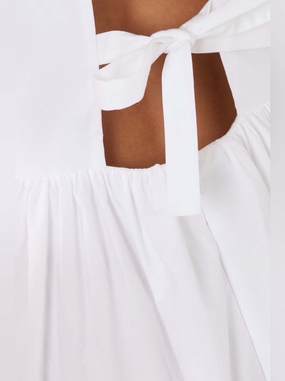 Matteau 100% Cotton Poplin White Sleeveless Boat Neck Tie Back Midi Dress Pocket - Picture 12 of 16